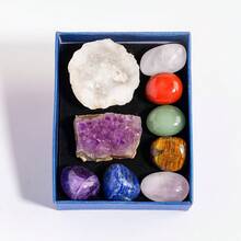 10pcs/Set Natural Crystal Chakra Set Amethyst Cluster Agate Cave Selenite - Crystal Furniture Decoration Gift Set For Christmas Thanksgivi - Chakra Set - View 4