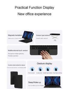 适用于 iPad Pro 第一代、第二代、第三代、第四代（2018-2022 年）11 英寸平板电脑的妙控键盘保护套，带磁吸支架，型号包括：A1980、A2013、A1934、A1979、A2228、A2068、A2230、A2231、A2377、A2459、A2301、A2460、A2435、A2759、A2761、A2762，配备蓝牙、触控板和背光。 - 黑色 - 查看 3