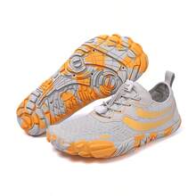 Nouvelles chaussures de randonnée outdoor, chaussures de surf et de plongée, chaussures à cinq doigts respirantes, chaussures de gué, chaussures de course amphibies pour la plage, chaussures de fitness à semelle souple pour l'intérieur et à semelle dure pour le sport, chaussures de corde à sauter silencieuses et antidérapantes, chaussures de course à semelle amortissante, chaussures de training décontracté et de yoga pour femmes - Gris Orange - Voir 14