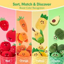 Set Of Fruits And Vegetables Plush With Rattles And Basket, 16 Sensory Educational Pieces, Children's Pretend Play Toys,Toys Children 1 Year Gift - Multicolor - View 5