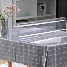 1pc Transparent PVC Desk Mat, Desk Protector, Office Desk Pad, Mouse Pad, Laptop Desk Mat, Manicure Desk Mat, Coffee Table Mat, Vanity Table Mat, Super Large Tablecloth, Waterproof, Oil-Proof, Scratch-Resistant, Reusable Dining Table Mat, Suitable For Various Desk Surfaces, Thick 1.0mm - Transparent - View 5