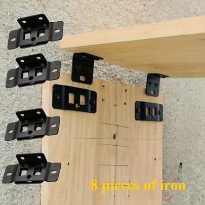 8 piezas de clips metálicos fijos 2 en 1, soportes en forma de L de 90 grados para estantes de muebles, accesorios de soporte reforzados para decoración, fácil instalación sin herramientas complejas