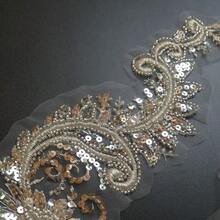 2pc/Pair Sequin Silver Flower Embroidery Lace Appliques For Wedding Dresses Rhinestone Applique Patches Embroidery Lace Parches Ropa… - Bạc - Xem 7