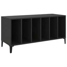 vidaXL Armário de discos 100x38x48 cm engenharia madeira preto - Preto - Ver 2