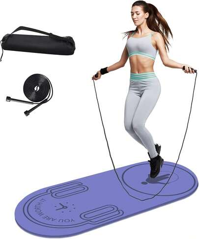 Jump Rope,55x24Non-Slip Fitness Exercise Knees Impact Absorption 8mm Thick Workout Jumping Pad Home Gym Flooring And Concrete Rope