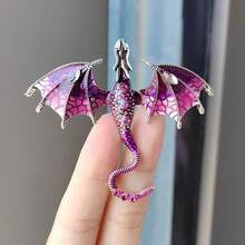 1pc Women's Fashion Enamel Rhinestone Western Dragon Brooch, Exquisite 3D Dragon Versatile Accessory - Dragon Brooch - View 7