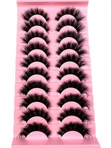 LYBCG New 10Pairs D Curl Volume Russian Volume Natural Fluffy Faux Eyelashes,Classic Cat Eye Mink False Eyelashes, Cross Wispy Dramatic Volume 5D Faux Eyelashes, Soft & Natural-Looking Eyelash Extension Makeup For A Natural Look Strip Lashes,Lashes,Eyelashes,Fake Lashes-D11 - màu đen - Xem 3