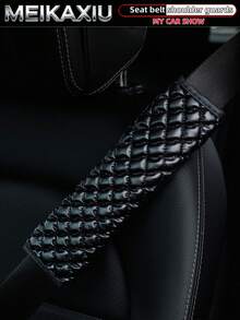 MEIKAXIU 1pc/2pcs PU Leather 3D Diamond Grid Car Seat Belt Shoulder Pads, Auto Interior Accessories - Bubble Checkered PU Leather - View 14