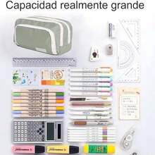 Estuche Para Lápices de Gran Capacidad,Estuche Multifuncional Para Lápices,Estuche Para Lapiceros,Estuche Para Lapiceras Escolares Niño y Niña,Bolsa Para Lápices,Bolsa Para útiles Escolares (verde) - como en la foto - Ver 6