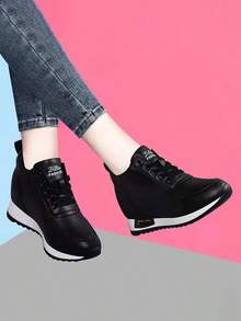 GAN AI Women Wedge Sneakers - Black - View 2