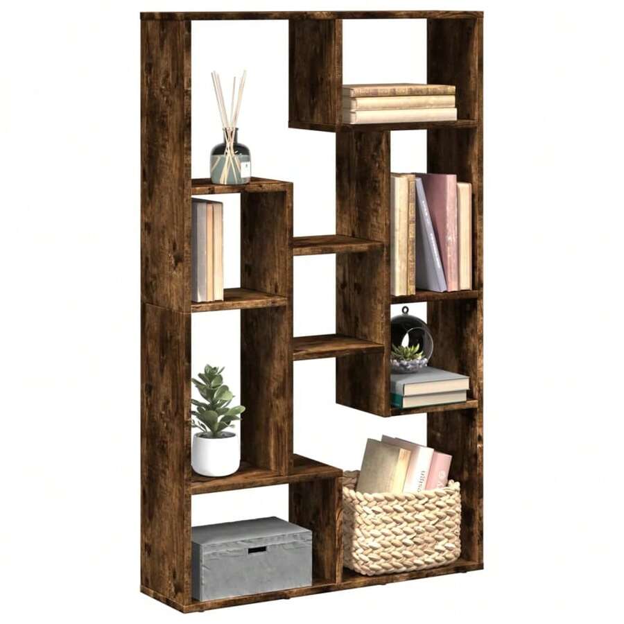 vidaXL Bibliothèque chêne fumé 72x20x120 cm ingénierie du bois - Tabac - Voir 1