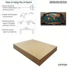 1 Piece Of Vintage Large Wooden Frame Canvas Wall Painting- World Map, Ideal For Living Room, Bedroom & Study Decor, Perfect For New Year & Christmas-Thick Wooden Frame,High Quality Wall Art Printed Poster Can Be Hung Directly,Perfect - 多色 - 查看 10