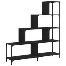 Biblioteca vidaXL de 4 niveles, color negro, 139x33,5x149 cm, madera de ingeniería. - Negro - Ver 7