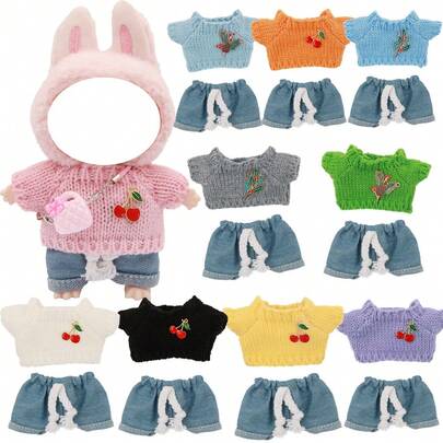 6.69 Inch Doll Clothes Set, Includes Sweater And Pants Or Skirt, Fits 6.69 Inch Dolls, Cute Doll Decoration For Play And Display (Doll And Shoes Not Included)