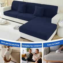 YSTYLE 1 Piece Solid Color Sofa Cover, Modern Stretch Polyester Universal Non-Slip Washable Soft Stain Resistant Sofa Cushion Covers For Living Room - Navy Blue - View 9