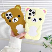 MX  Soft Silicone Bear Case For IPhone 16 Cute 3D Cartoon Teddy Bear Designed Protective Lovely Fun Adorable Fashion Phone Case Kawaii Cover For Women Girls Yellow - 黃色 - 查看 5