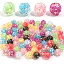 5pcs Of 16mm Colorful Heart-Shaped Glitter Sequins Acrylic Double Layer Design Beads - Suitable For DIY Pens, Necklace Accessories, Bracelet Making Materials