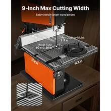 Band Saw, 9-Inch, Woodworking Benchtop Bandsaw With 1/2 HP Motor, 3.5-Inch Max Cutting Height, 11.8 X 11.8 In Cast Aluminum Table, 0-45° Tilting Range, With Miter Gauge, Fence, For Woodworking - Xem 4