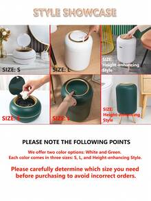 9.5升/3升时尚垃圾桶，适用于客厅，大容量简约直立纹理垃圾桶带盖，按压式桌面垃圾桶，适用于卧室、办公室、浴室、厨房、家居用品，白色 - 白色 - 查看 10