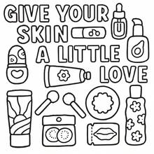 24-130克可爱心形化妆盒涂色书，治愈系风格，心形化妆盒元素，粉白配色，带镜子细节，放松涂鸦，适合文具、学习用品，送给女孩的绝佳礼物，情人节、新年礼物 - Self Love - 查看 5