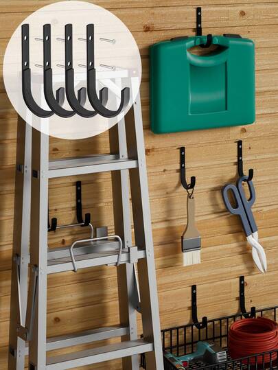 2/4/8 قطعة خطاطيف تخزين للمرآب قوية - خطاطيف معدنية مقاومة للانزلاق قابلة للتثبيت على الحائط متعددة الأغراض، باللون البرتقالي، مناسبة لتنظيم الدراجات والسلالم وأدوات الحديقة والخراطيم ومعدات الرياضة والجزازات، خطاطيف متعددة الاستخدامات وقوية