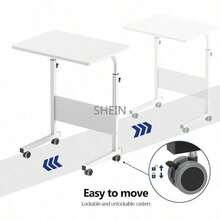 Escritorio Portátil para Laptop, Mesa Móvil con Ruedas y Altura Ajustable -Cama, Sofá | 58x33x4 cm | Fácil Montaje | Blanco (Blanco1) - por defecto - Ver 4