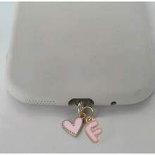 1pc Pink Heart-Shaped Metal Dust Plug, 26 Letter Heart Charging Port Protector Cover, DIY Phone Decor Compatible With Apple/Type-C, Mobile Device Dust-Proof Accessory, Girly Letter Heart Dust Plug, Gift For Friends, Valentine's Day Gift, Festival Small Gift Gifts For Mother, Family, Friends, Kids, Birthday, Holiday Phone Accessories Phone Charm - Pink IPhone - View 16