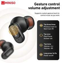 MINISO MS105 Earbud Nirkabel, Portabel Ultra Ringan | Terjemahan AI Cerdas, OWS Pure Bass, Latensi Rendah, Anti-Jatuh, Antarmuka USB-C dengan Casing Pengisian Daya, Mikrofon Ganda Terintegrasi, Cocok untuk Olahraga Luar Ruangan, Bermain Game, Kantor, dan Skenario Lainnya - Hitam - View 8