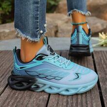 Zapatillas deportivas casuales con suela trenzada en degradado para mujer, zapatos cómodos y ligeros para caminar - Azul - Ver 6