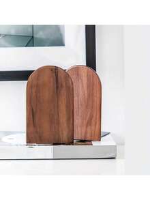 1个结实耐用的木质书挡，重型防滑书籍收纳架，装饰性书挡，适用于家庭、办公室、图书馆 - 彩色 - 查看 5