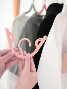 Foldable Clothes Hanger, Portable Space-Saving Plastic Hanger, Suitable For Travel, Business Trip And Home Use - Ideal For Underwear And Socks - Multicolor - View 2