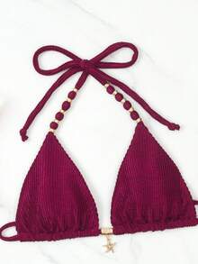 RWX VEST Women's Bikini With Decorative Details And Side Tie 2025 XX367 - 玫瑰紅 - 查看 3