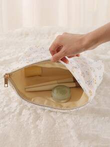 1 túi đựng mỹ phẩm in họa tiết hoa, túi trang điểm có khóa kéo hai mặt, túi đựng đồ dùng vệ sinh cá nhân đa năng khi đi du lịch, quà tặng ngày lễ - Nhiều màu - Xem 4