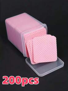 1000/200/20pcs Lint-Free Nail Cleaning Wipes, Acetone-Free Nail Polish Remover Pads, Eyelash Extension Cleaning Wipes, Soft Non-Woven Acetone Nail Polish Remover Pads, For Nail Preparation And Gel Polish Removal, Lint-Free Nail Glue Cleaning Wipes, Eyelash Extension Cleaning Wipes - Pink - View 9