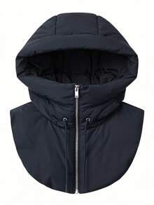 1pc Unisex Detachable Hooded Scarf, Versatile Warm Neck Gaiter For Winter