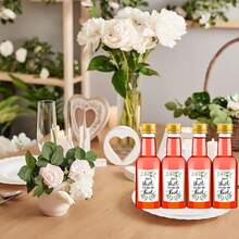 Bộ 4 chai rượu vang mini dùng trong đám cưới, chai nhựa trong suốt với nắp vặn màu vàng, bạc và đen, kèm nhãn "Uống đi, chúng ta đã kết hôn rồi", lý tưởng cho trang trí đám cưới, quà tặng tiệc tùng, kỷ niệm, tiệc cô dâu, tiệc Valentine. - Trong suốt W - Xem 7
