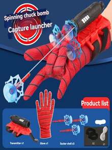 Spider Web Shooter Gloves, 5M Rope Gloves Toy Launcher, Funny Capture Toy Gloves With Button On Palm To Shoot Suction Cup Web Bullets, Become A Superhero And "Save The City" - Multicolor - View 9