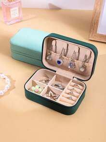 1pc Women's Portable Jewelry Box - Elegant Necklace, Ring And Earring Organizer And Storage Box, Perfect Square Zipper Jewelry Case, Ideal For Valentine's Day, Christmas Gifts And Back To School Essentials, A Must-Have For Fashion Enthusiasts And Jewelry Collectors To Keep Your Treasures Stylish, Suitable For Any Occasion, A Great Gift Choice For Loved Ones And Self-Use, Upgrade Your Jewelry Collection With This Chic And Practical Accessory, Celebrate Love And Joy This Holiday Season With A Thoughtful Gift.