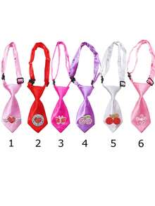 1PC Dopamine Red Silk Adjustable Tie, Suitable For Small And Medium-Sized Dogs And Cats, Mini Tie With Adjustable Size, Creative Fruit Heart Element, Exquisite And High-End Elegant Pet Beauty Decoration Accessories