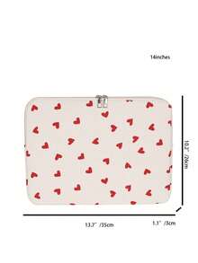 9-15 Inch Red Heart Print Corduroy Laptop Sleeve - Shock-Proof Protective Case Suitable For MacBook/HP/ASUS And IPad, Portable Document Bag For Students - Red - View 3