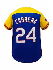 KTYSDE 男士棒球衫，24号蓝黄配色，字母刺绣，宽松短袖，适合日常休闲穿着、街头服饰、棒球、高尔夫训练、节日礼物，男女通用 - 藍色 - 查看 2