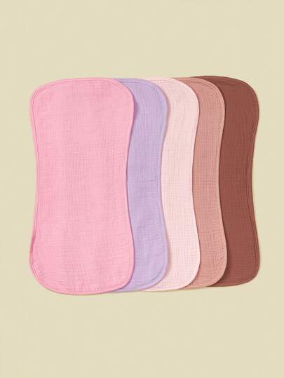 5pcs/Pack Soft Cotton Muslin Baby Bibs For Boys & Girls, Floral, Whale Design, Comfortable Multi-Use Burp Cloths