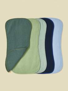 5pcs/Pack Cotton Muslin Baby Bibs For Boys & Girls, Soft Burp Cloths With Flower, Whale Prints - Multicolor - View 3