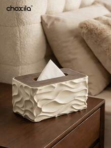 choxila 1pc Large Capacity Corrugated Paper Towel Box - Multipurpose Storage Box Suitable For Living Room And Dining Room - Tissue Box - View 4