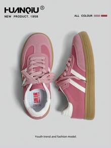 HUANQIU 女士系带休闲舒适帆布鞋 - 玫紅色 - 查看 5