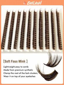 Asiteo 160/200 PCS D Curl Thick Brown Lash Clusters 80D Lashes Fluffy Natural Look&Soft&Light DIY False Eyelash Extensions Suitable For Daily Style Eye Makeup Holiday,Party,Gifts Makeup,Color Lashes,Brown Lashes - D - View 6