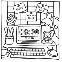 24-130克可爱心形化妆盒涂色书，治愈系风格，心形化妆盒元素，粉白配色，带镜子细节，放松涂鸦，适合文具、学习用品，送给女孩的绝佳礼物，情人节、新年礼物 - Self Love - 查看 3