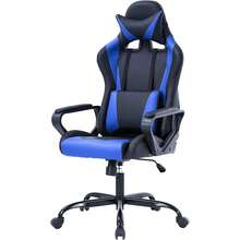PayLessHere Ergonomic Racing Desk Chair Gaming Chair Computer Chair With Armrests 360° Swivel & Caster Pu Desk Task Chair Executive Headrest Lumbar Support For Back Pain Women Men And Adults, Blue - 藍色 - 查看 7