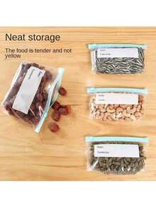 60pcs/Pack Self-Sealing Food Storage Bags, Thick Reusable Freezer Bags, Suitable For Refrigerator & Microwave, Ideal For Food Storage, Provides 45/25/30/20/15/10/1 Piece Assorted Combinations - Multicolor - View 5