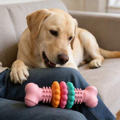 Indestructible Rubber Bone-Shaped Puppy Chew Toy, Suitable For Small To Medium Dog Breeds, Durable, Helps Relieve Gum Discomfort And Anxiety, Pet Toy